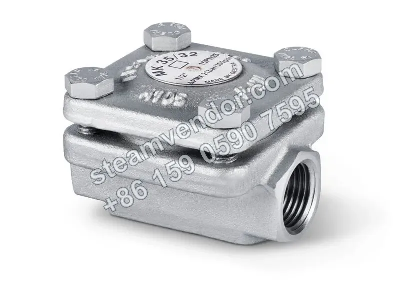 Gestra thermostatic steam trap MK35/2S3, three-quarter angle view