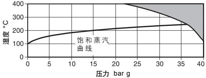 BSA3 and BSA3T PN40 DN15-DN150 operating range curve
