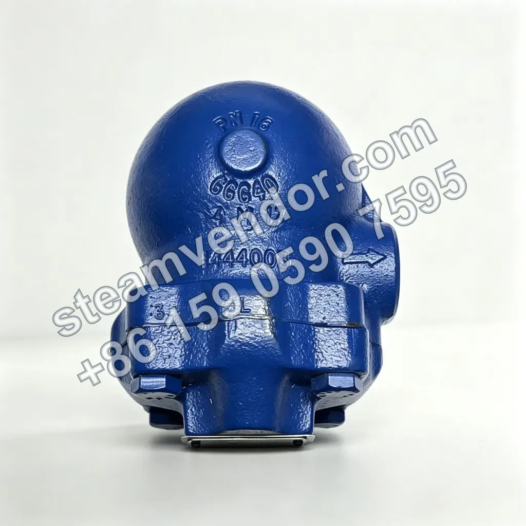 Front view of the Spirax Sarco CA14 ductile iron ball float air trap