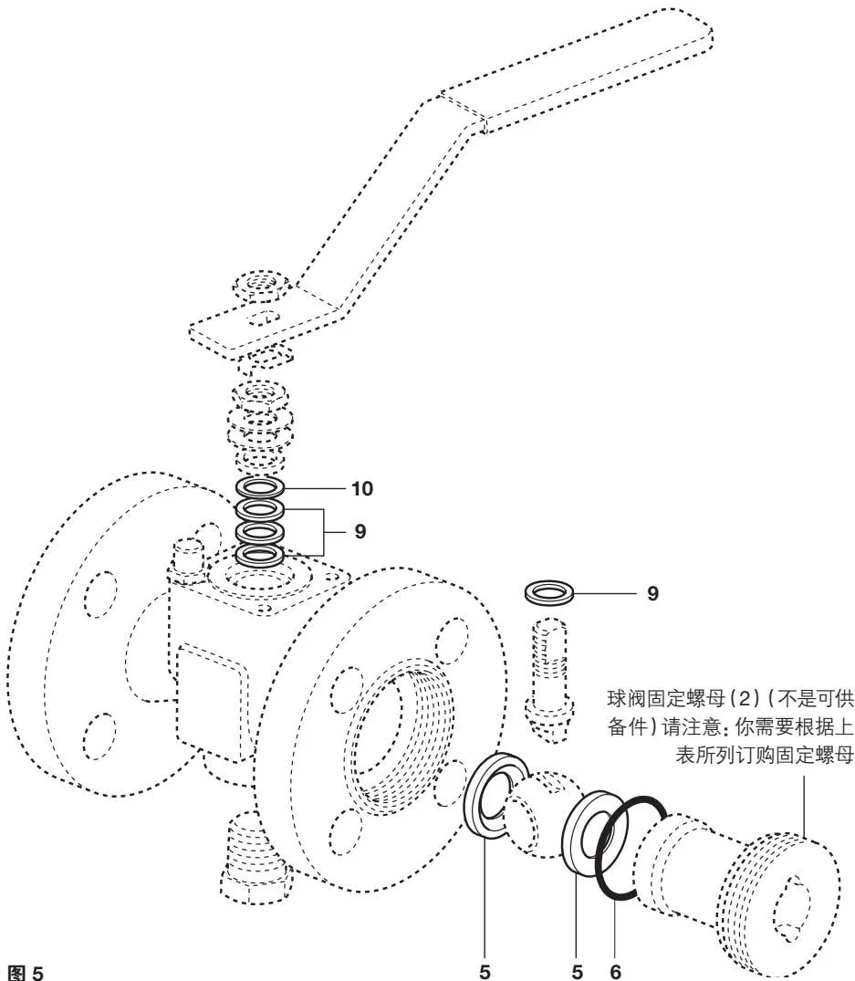 Spare parts diagram for DN15 to DN50