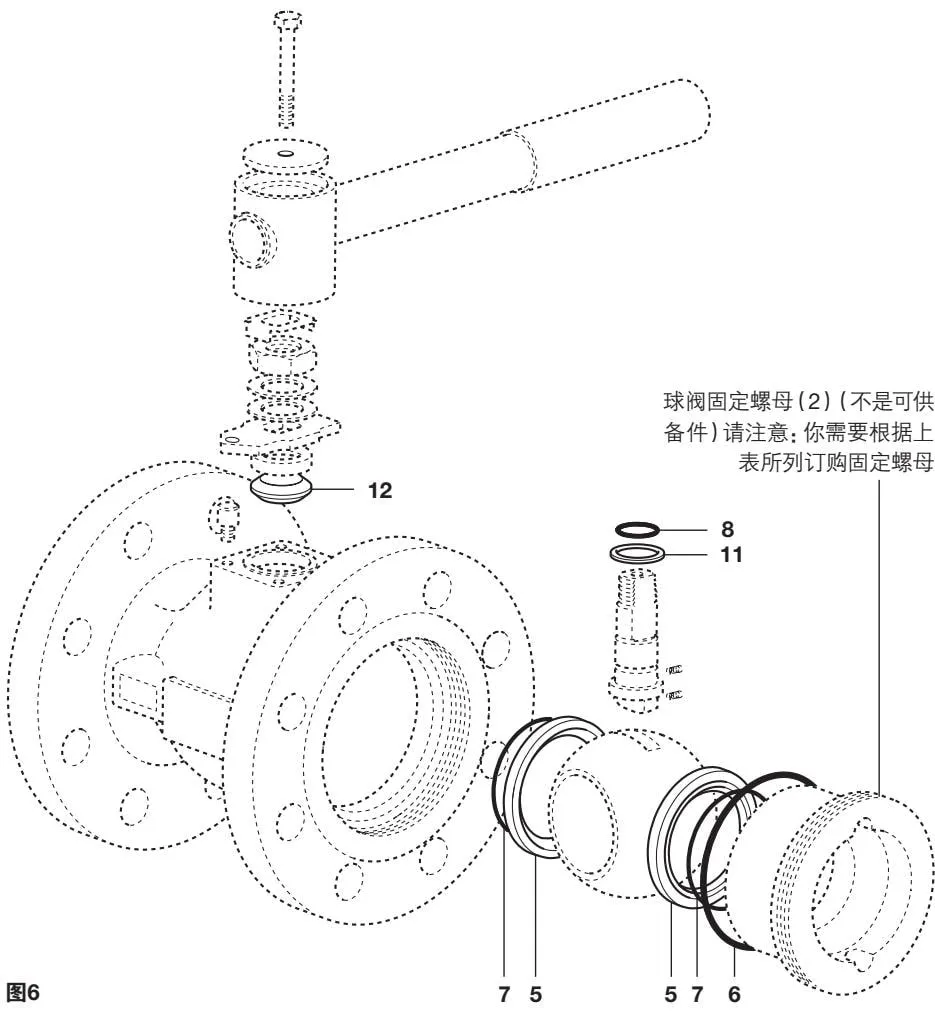 Spare parts diagram for DN65 to DN150