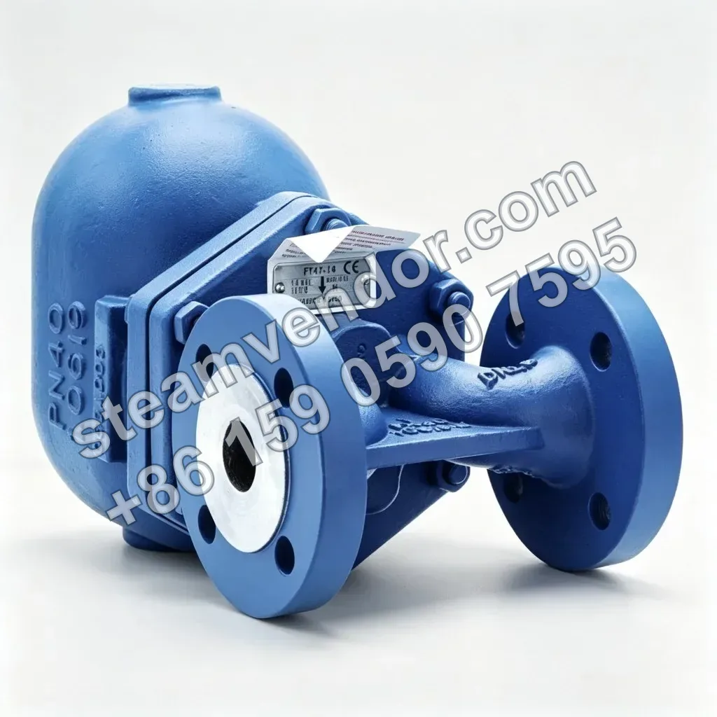 Spirax Sarco FT47 ductile iron float steam trap angled studio photo