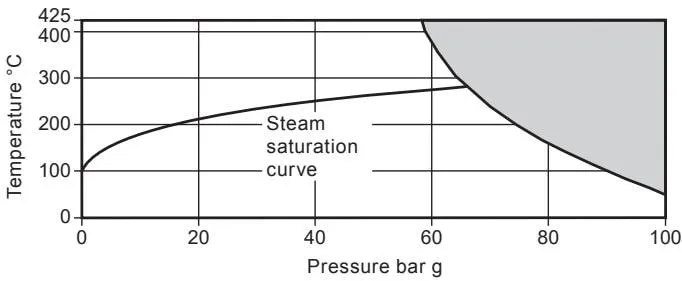 FTS62 EN 1092 PN100 flange pressure-temperature limits