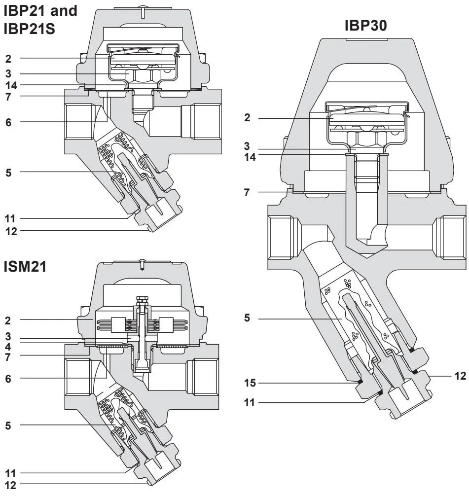 IBP21, IBP21S, IBP30 and ISM21 spare parts diagram