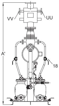 MFP14 Twin Pump Set Pipe Connections with Optional Flash Steam Recovery Unit