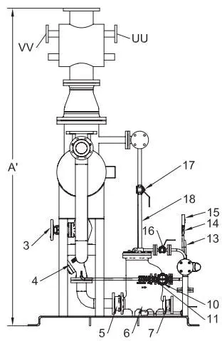 MFP14 Triple Pump Set Pipe Connections with Optional Flash Steam Recovery Unit