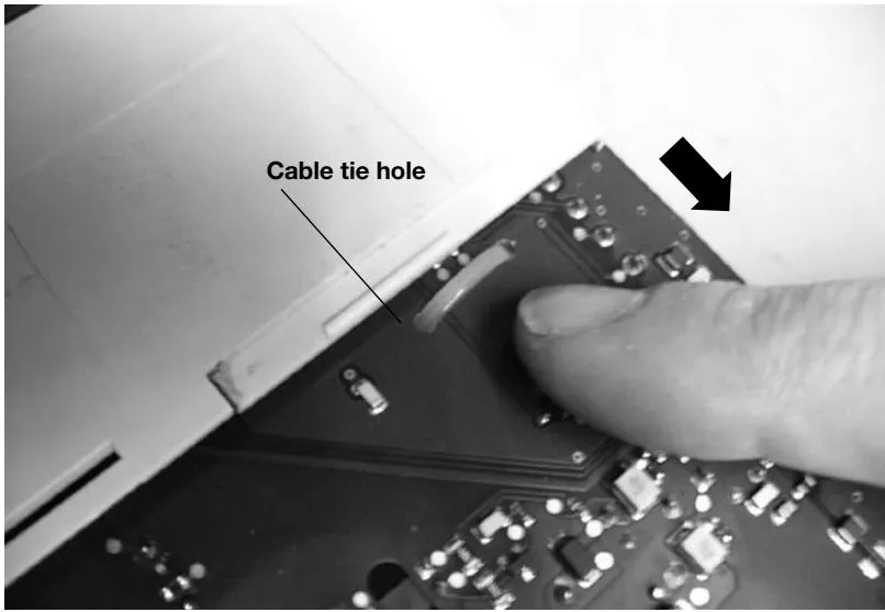 Diagram showing removal of the blue bracket