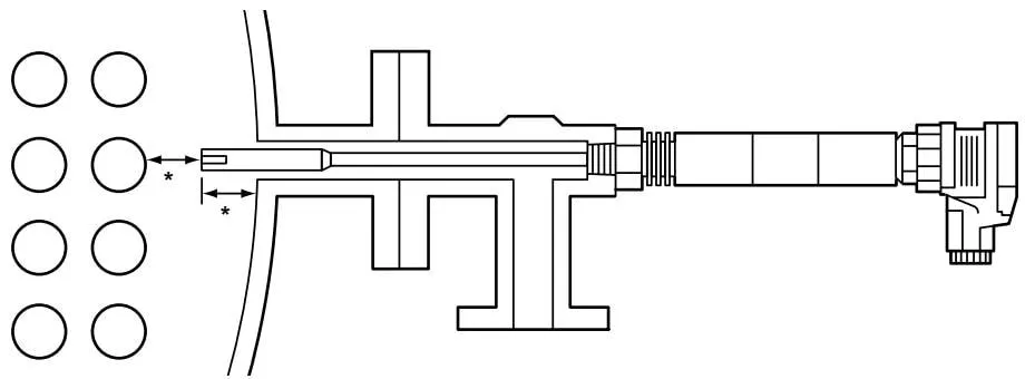 Typical installation diagram with sensor fitted on a sensor elbow