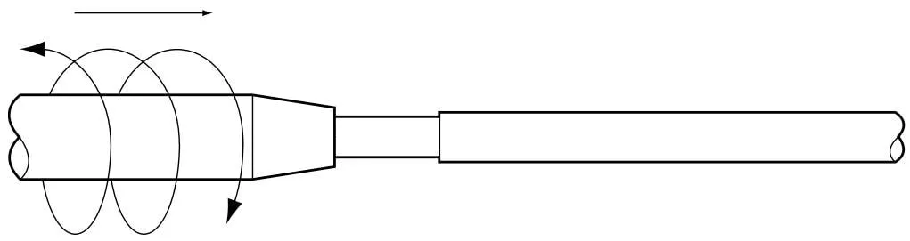 Diagram of rotating the sensor into the probe shroud and spring
