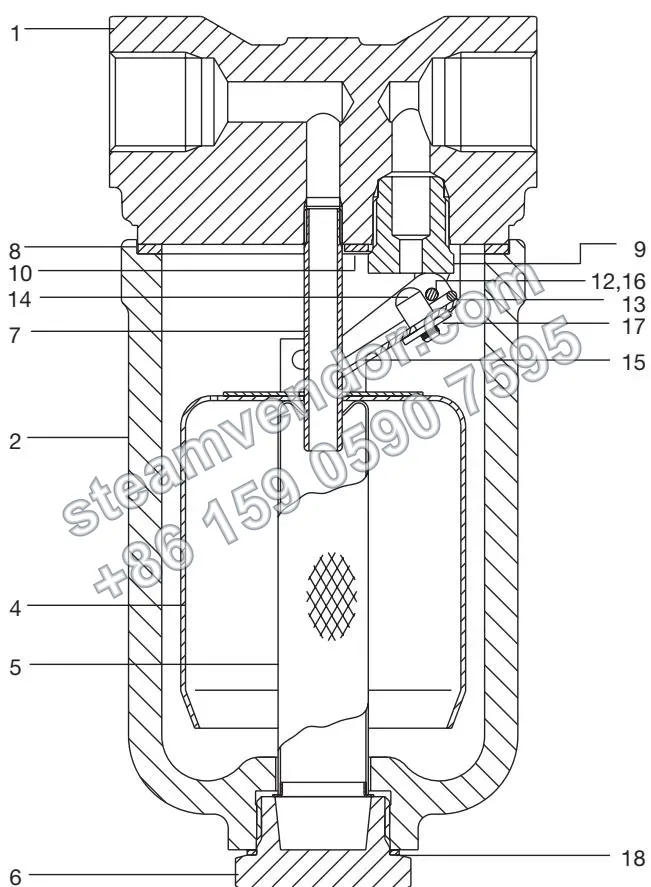 Spirax Sarco SCA series inverted bucket steam trap schematic