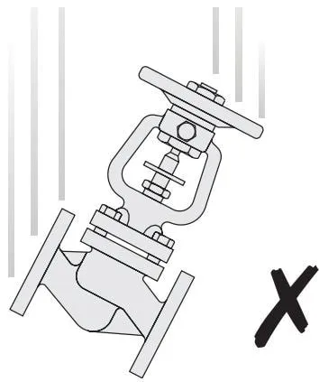 Valve assembly technical drawing with prohibited marking